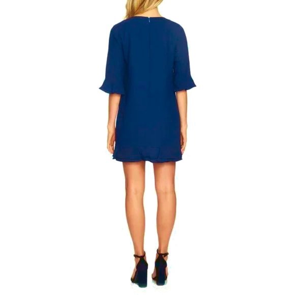 NWT Womens Size 6 Cece by Cynthia Steffe Raw Indigo Blue Kate Ruffle Shift Dress - Picture 2 of 2